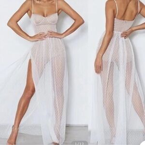 White Fox mesh maxi dress